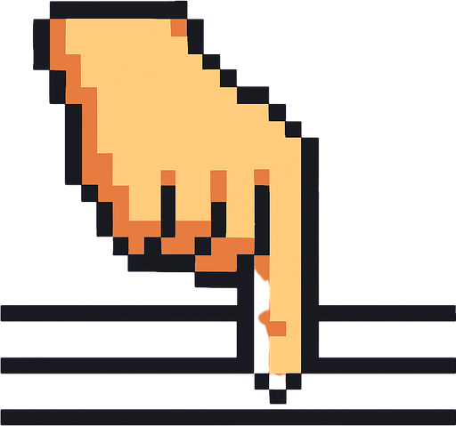 Finger to play guitar pixel art 2d without guitar.
In-Game asset.  2d.  High contrast.  No shadows