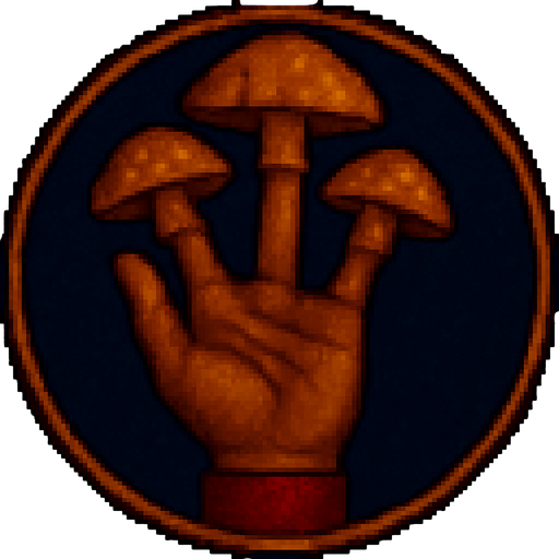 A hand with its fingers symbolizing fungus