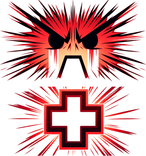 anime angry lines, red cross
Single Game Texture. In-Game asset. 2d. Blank background. High contrast. No shadows.