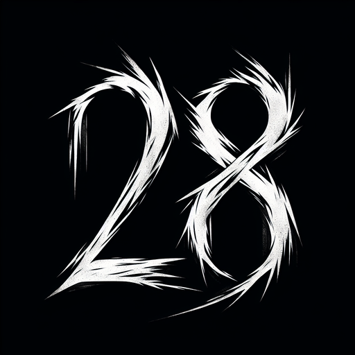 the number 28 written in black, make the numbers eerie.
Single Game Texture. In-Game asset. 2d. Blank background. High contrast. No shadows.