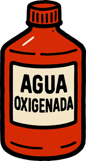 Un bote de agua oxigenada.
In-Game asset.  2d.  High contrast.  No shadows