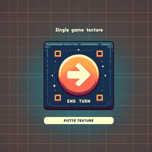 A glowing horizontal arrow button that says "End Turn"..
Single Game Texture. In-Game asset. 2d. Blank background. High contrast. No shadows.