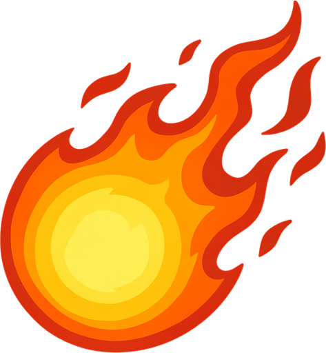 ateş topu.
In-Game asset.  2d.  High contrast.  No shadows