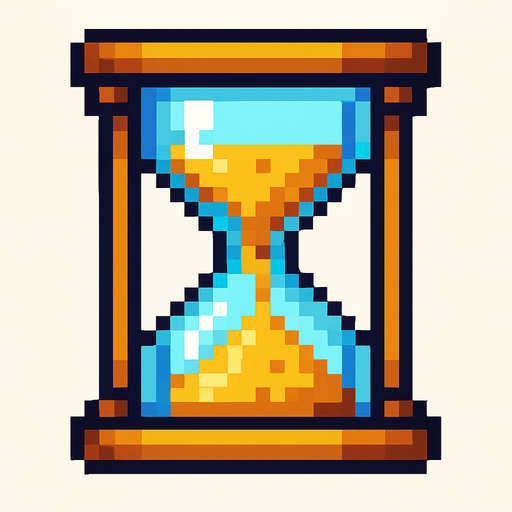 pixart sand watch.
In-Game asset.  2d.  High contrast.  No shadows
