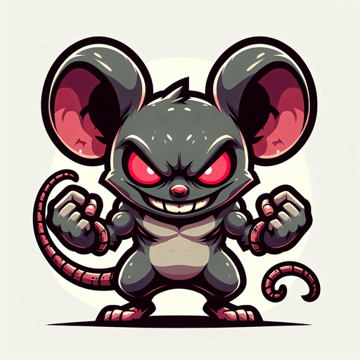evil little mouse with strong legs, cartoon Single Game Texture. In-Game asset. 2d. Blank background. High contrast. No shadows.