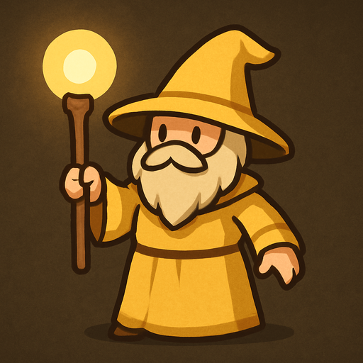 2d in game asset light (yellow) wizard.