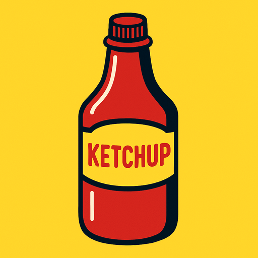 ketchup.
2d.  High contrast.  No shadows