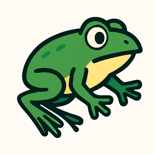 buat gambar frogg side scrolling siap melompat.
In-Game asset.  2d.  High contrast.  No shadows