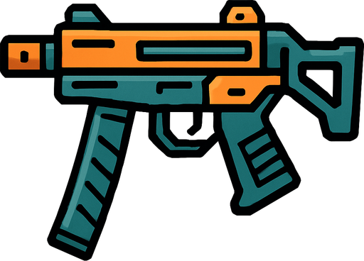 submachine gun.
In-Game asset.  2d.  High contrast.  No shadows