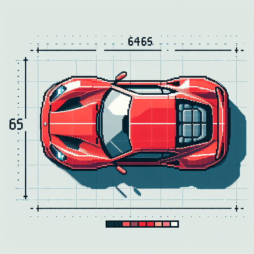 Top-down view of a sleek red sports car, clean and minimal pixel art style, 64x64 size, suitable for a mobile racing game".
Single Game Texture.  In-Game asset.  2d.  Blank background.  High contrast.  No shadows