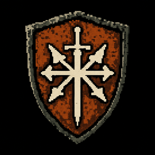 Kalkan logosu Dark souls style 2d pixel art.
In-Game asset.  2d.  High contrast.  No shadows