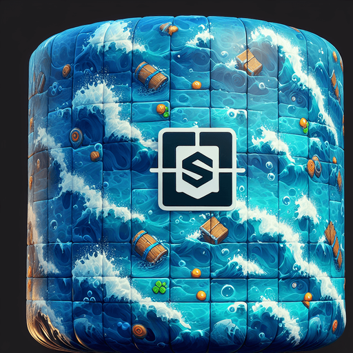 Water.
Single Game Texture.  In-Game asset.  2d.  Blank background.  High contrast.  No shadows