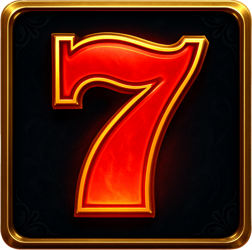 Crea un asset visual completo para el símbolo 'C' de Megaways: el Número 7 de la Suerte, directamente sobre su panel de fondo.

Diseño General:

Forma: Un panel cuadrado o ligeramente redondeado.

Fondo del Panel: Terciopelo oscuro (negro o azul noche) o un metal pulido muy oscuro.

Borde: Un borde elegante dorado o plateado alrededor del panel.

Detalles del Fondo: Puede tener un patrón sutil de filigrana de casino en las esquinas del panel.

Símbolo Central (el '7'):

El dígito '7' estilizado, grande y centrado sobre el fondo del panel.

Color del '7': Dorado brillante o rojo vibrante, con un aura sutil o un ligero efecto de fuego/energía.

Tipografía: Audaz y elegante..
In-Game asset.  2d.  High contrast.  No shadows