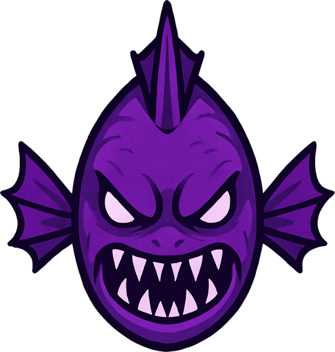a purple evil fish seen from top to bottom.
In-Game asset.  2d.  High contrast.  No shadows