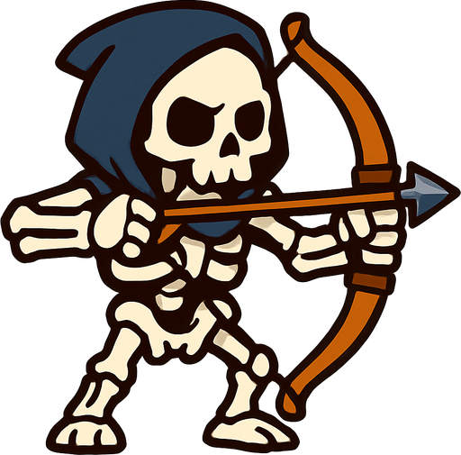 arquero esqueleto.
In-Game asset.  High contrast.  No shadows