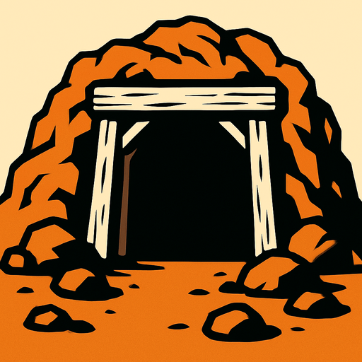 Maden girişi.
In-Game asset.  2d.  High contrast.  No shadows