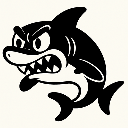 Rubber Hose Style Swimming pose Shark. It's Angry.
In-Game asset.  2d.  High contrast.  No shadows