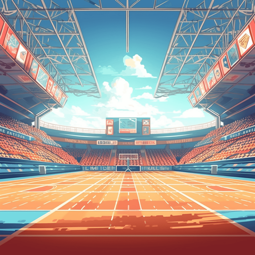 Indoor stadium seen from court
Single Game Texture. In-Game asset. 2d. Pixelart. White background. Blank background. Low detail. High contrast. --no goal