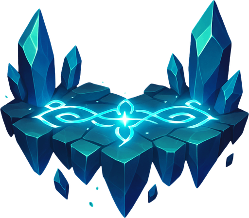 Design a single floating 2D game platform made of levitating crystal shards, connected by glowing magical runes or light energy. No ice or snow. The platform should feel arcane and unique. No background..
In-Game asset.  2d.  High contrast.  No shadows