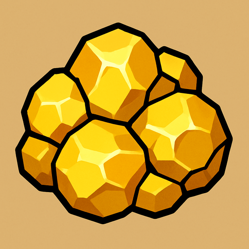 Altın cevheri.
In-Game asset.  2d.  High contrast.  No shadows