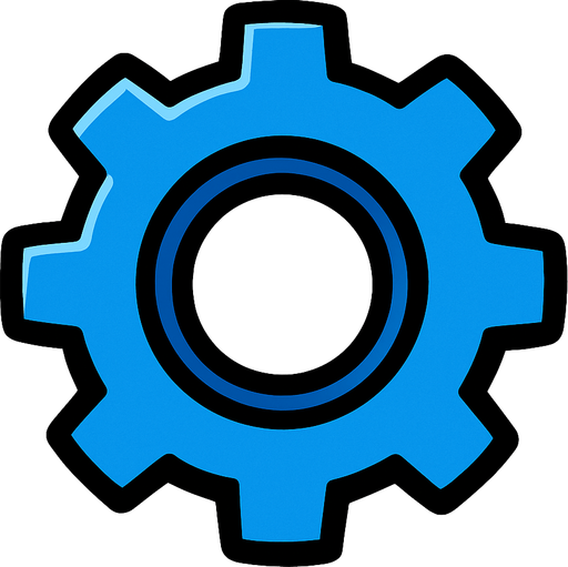 Engranaje azul.
In-Game asset.  2d.  High contrast.  No shadows