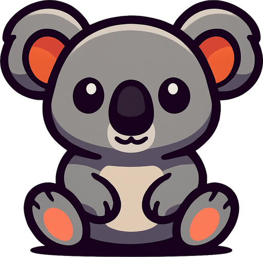 cute koala.
In-Game asset.  2d.  High contrast.  No shadows