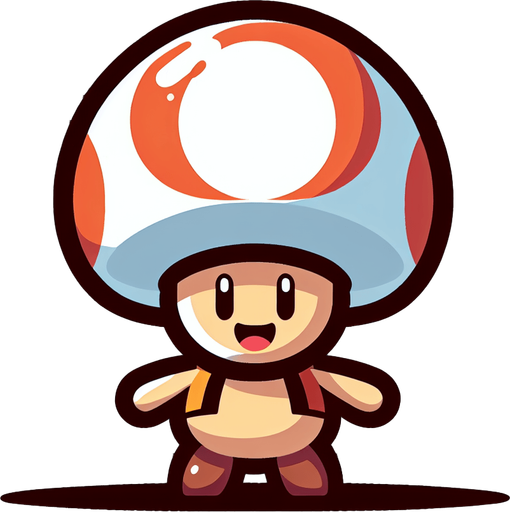 mario mantarı.
Single Game Texture.  In-Game asset.  2d.  Blank background.  High contrast.  No shadows