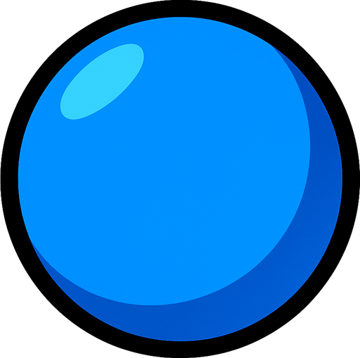 blue ball.
In-Game asset.  2d.  High contrast.  No shadows