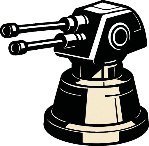 Death Star turret.
In-Game asset.  2d.  High contrast.  No shadows