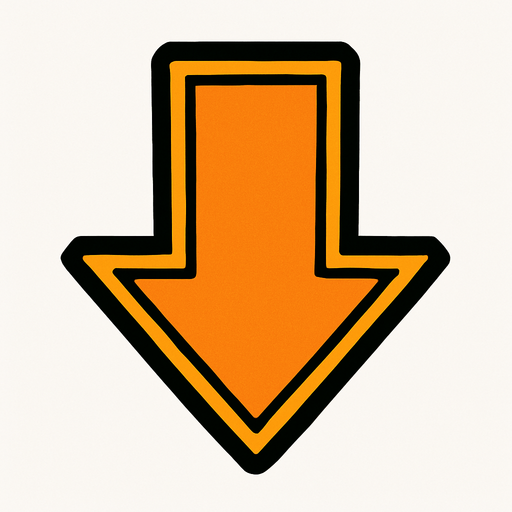 Arrow pointing down.
In-Game asset.  2d.  High contrast.  No shadows