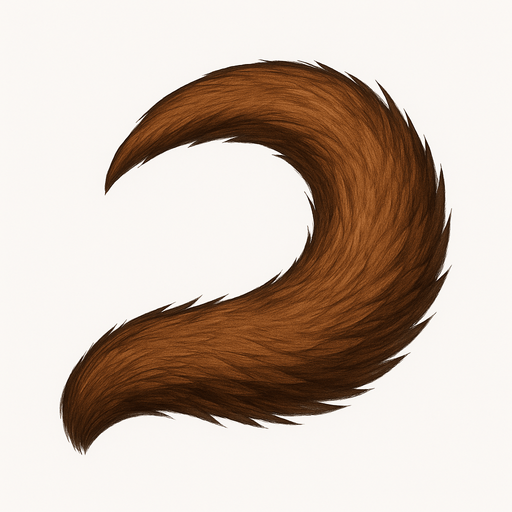 A realistic brown dog tail.
In-Game asset.  2d.  High contrast.  No shadows