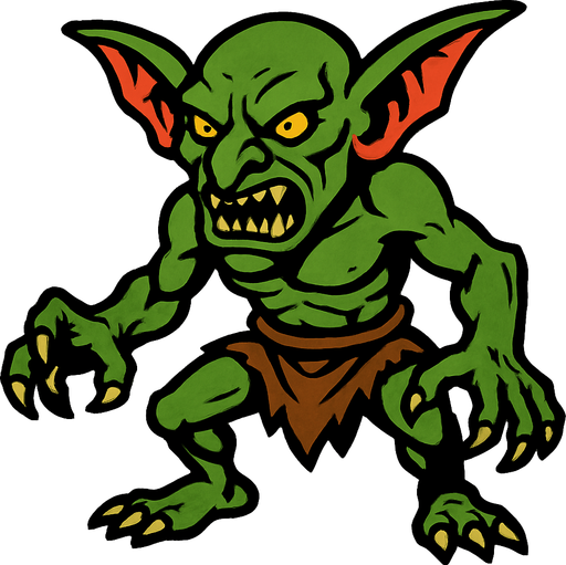 goblin canavar.
In-Game asset.  2d.  High contrast.  No shadows