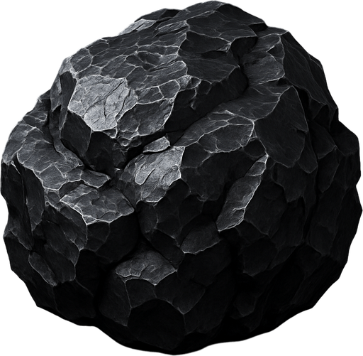 una roca de carbon.
In-Game asset.  High contrast.  No shadows. 3D
