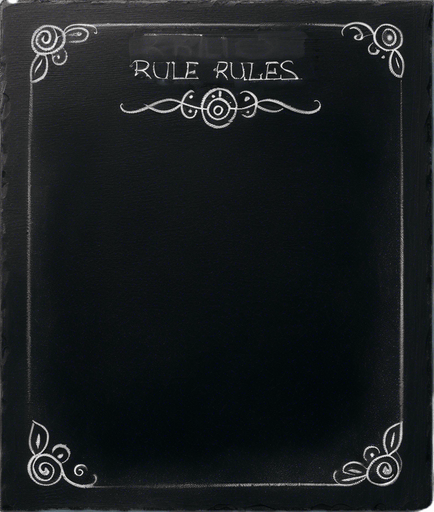 "RULES" handwritten in chalk