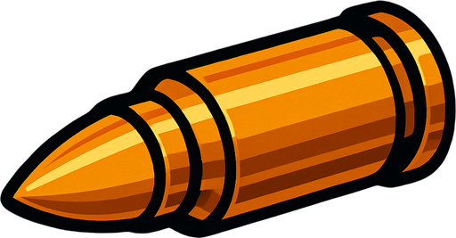 machine gun bullet.
In-Game asset.  2d.  High contrast.  No shadows
