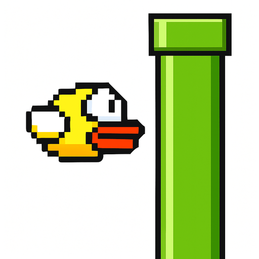 single pole flappy bird.
In-Game asset.  2d.  High contrast.  No shadows