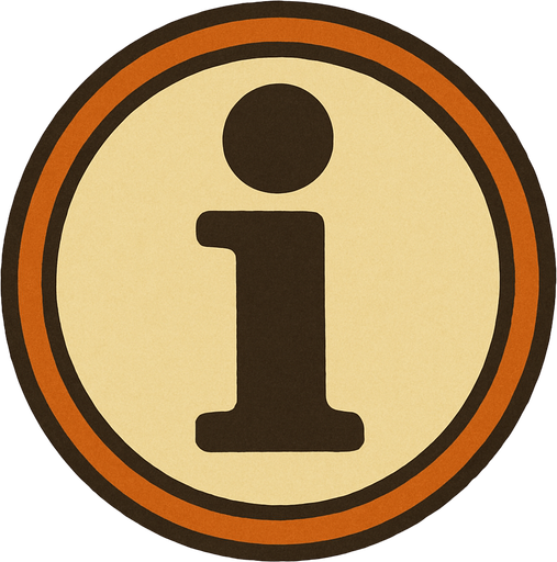 Information symbol in professor Layton game style artwork.
In-Game asset.  2d.  High contrast.  No shadows