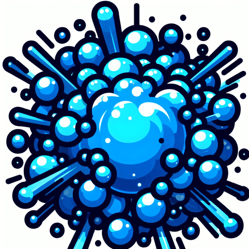 epic blue 16 bit bubble pieces explode.
Single Game Texture.  In-Game asset.  2d.  Blank background.  High contrast.  No shadows
