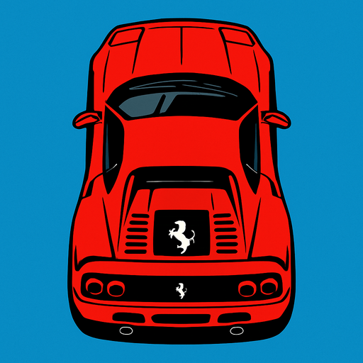 ferrari seen from top.
In-Game asset.  2d.  High contrast.  No shadows