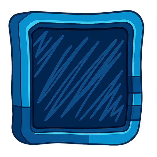 A futuristic scoreboard tablet with blue and cyan colors. No background. Transparent background. Blank background. No shadows. 2d. In-Game asset. flat