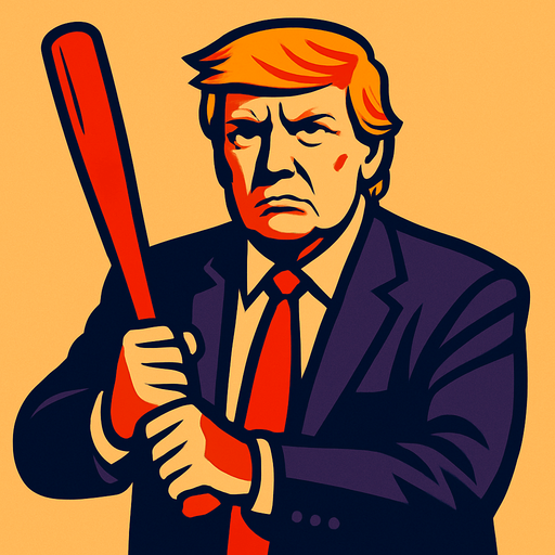 donald trump con bate de beisbol.
In-Game asset.  2d.  High contrast.  No shadows