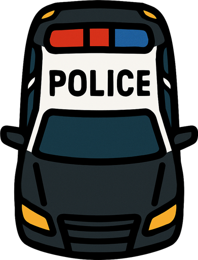 police car top view.
In-Game asset.  2d.  High contrast.  No shadows
