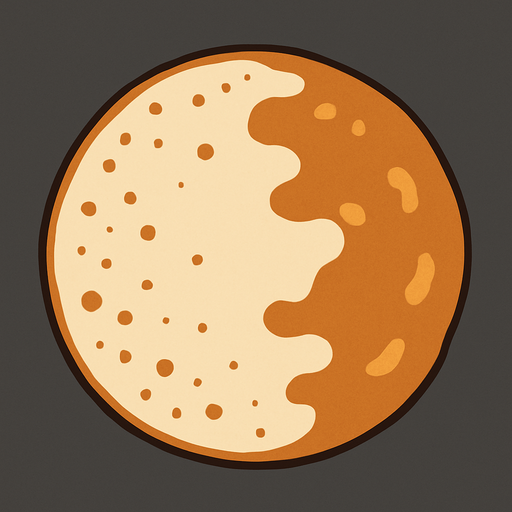 A pancake that has started cooking. Transparent transparent 2d 2d 2d topdown view topdown view.
In-Game asset.  2d.  High contrast.  No shadows