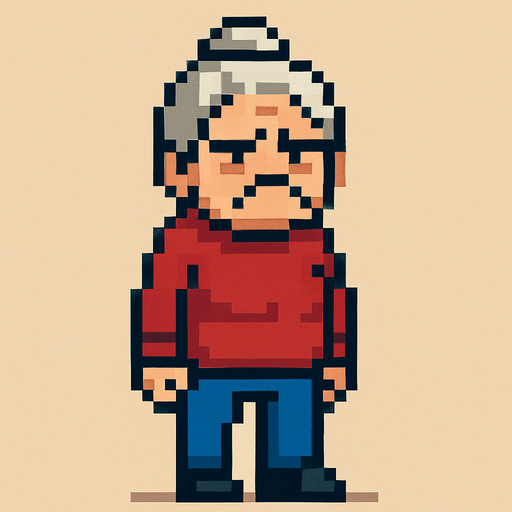 bad regular frown casual old woman full body 2d pixel art.
In-Game asset.  2d.  High contrast.  No shadows