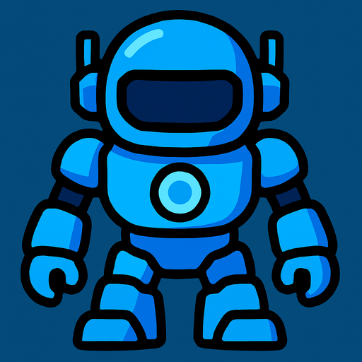 Blue semibot.
In-Game asset.  High contrast.  No shadows