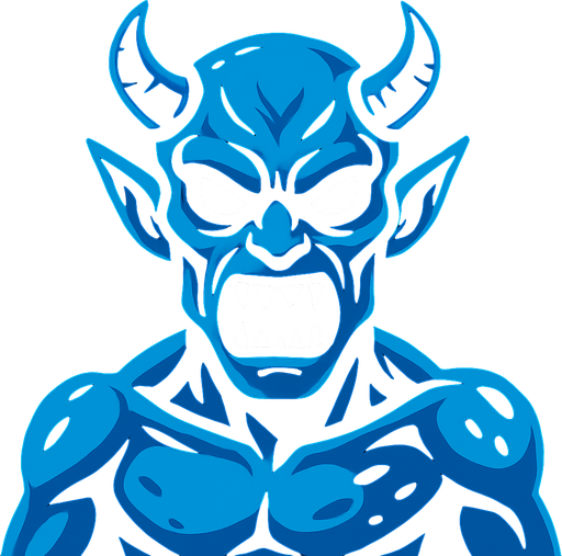 A blue demon alien.
In-Game asset.  High contrast.  No shadows