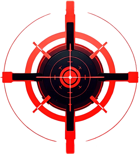 red crosshair Single Game Texture. In-Game asset. 2d. Blank background. High contrast. No shadows.