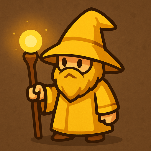 2d in game asset light (yellow) wizard.