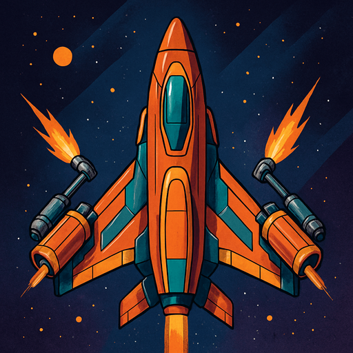 Create a spaceship as the main hero. It will be in the center, with the front tip pointing upwards. There will be a firing mechanism on both sides.