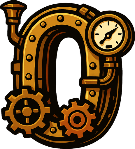 un 0 es estilo steampunk.
In-Game asset.  2d.  High contrast.  No shadows